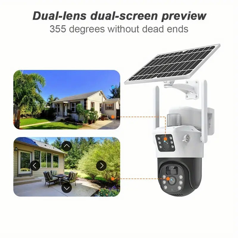 WiFi 4MP Wireless Solar Power PTZ Camera Security CCTV Surveillance Home Outdoor gallery