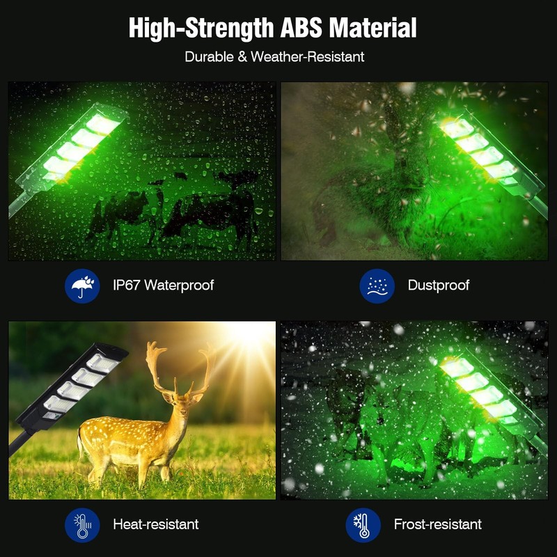 Hog Lights for Night Hunting, 12000LM Solar Green Hunting Light 1 Pack, Black gallery