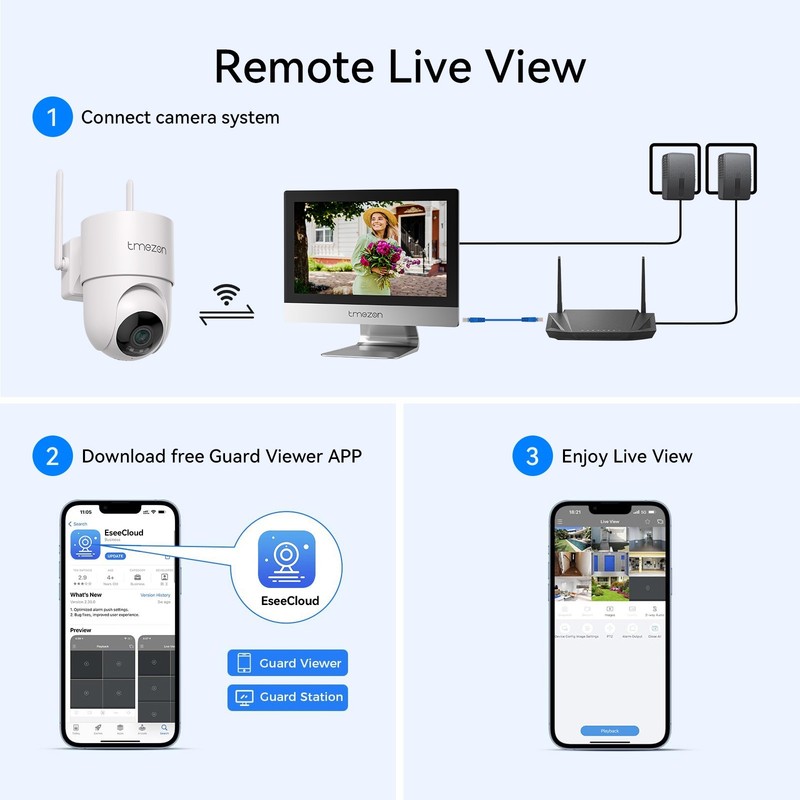 PTZ Security Camera System Outdoor Wireless Audio CCTV 10CH NVR 12'' Monitor 1TB gallery