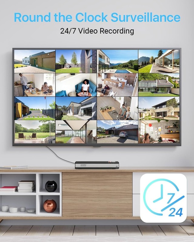 ZOSI 16CH 4K 8MP NVR PoE Security Camera System 8x5MP Outdoor PoE IP Camera 4TB gallery