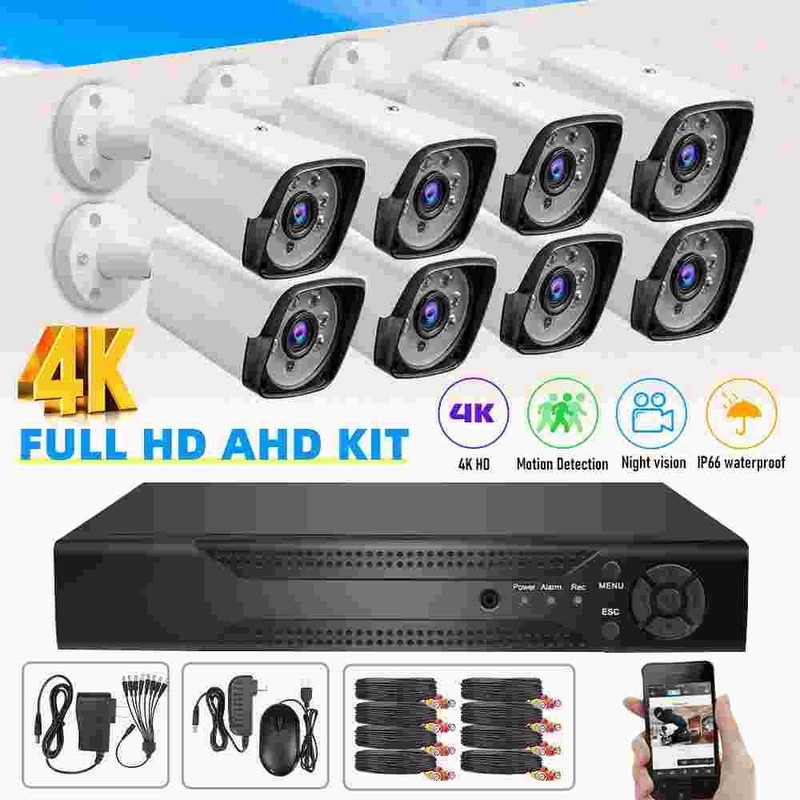 8CH 4CH H.265+ 5MP Lite DVR 1080P Outdoor CCTV Home Security Camera System Kit