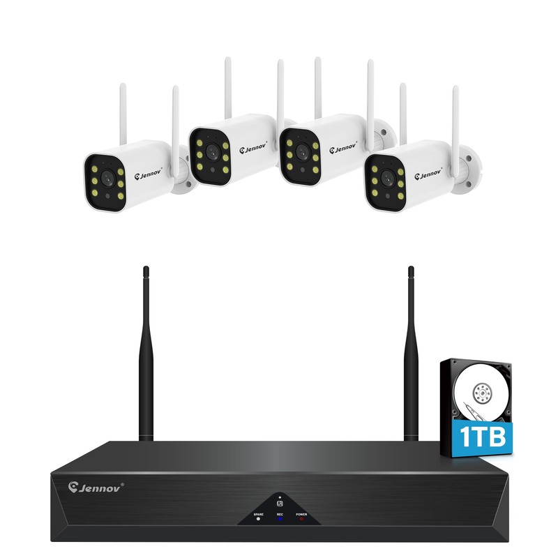 JENNOV 5MP Color Night Wireless AI Security Camera System 2-Way Audio 10CH NVR