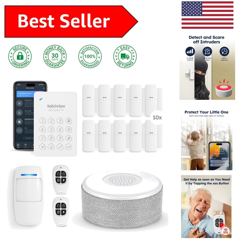 15-Piece WiFi Home Security Alarm System with App Alerts & No Monthly Fees