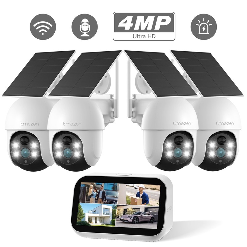 Solar Wireless Security PTZ IP Camera System WIFI NVR Monitor for Home Security