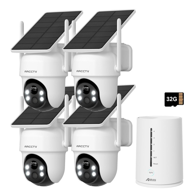 ARCCTV 4MP Wireless Solar Battery Security Camera System Home 4CH NVR Wifi Audio