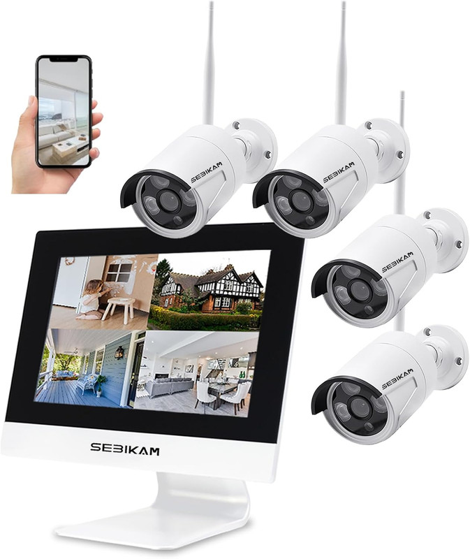10.1″ Wireless Security Camera System with 4 HD Cameras & 2-Way Audio