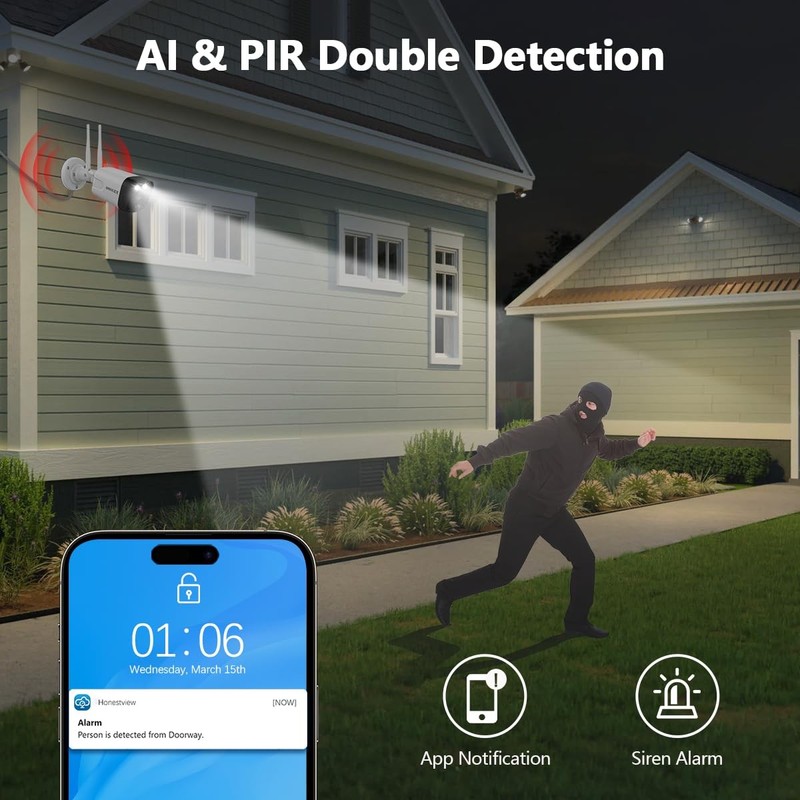 (2026 Update) Wireless WiFi Outdoor Security Camera System with Monitor, Buil... gallery