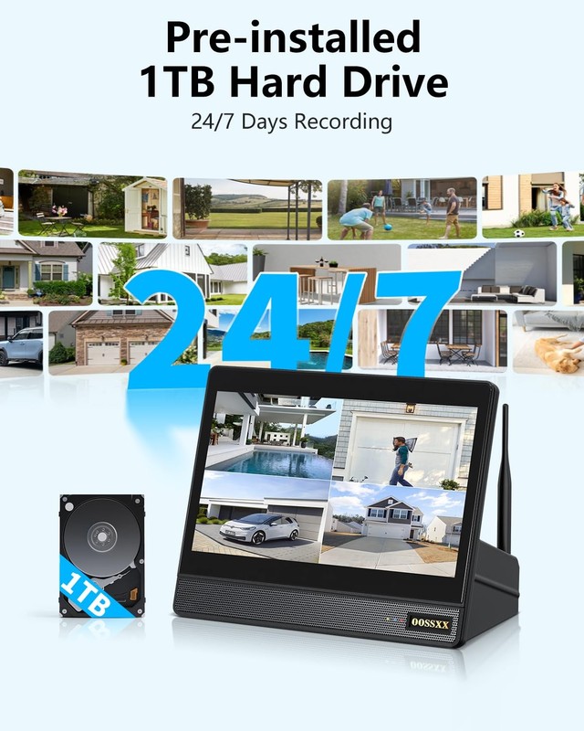 (2026 New) Wireless Security Camera System, 10CH 10'' IPS Monitor NVR with 4 ... gallery