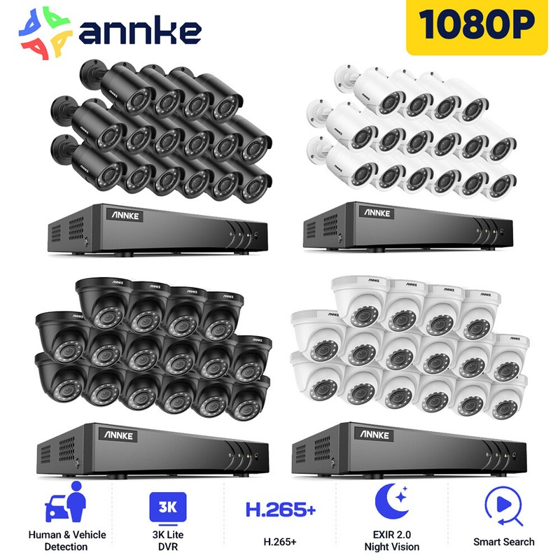 ANNKE H.265+ 16CH 3K Lite 5IN1 DVR 1080P Outdoor Wired Security Camera System AI