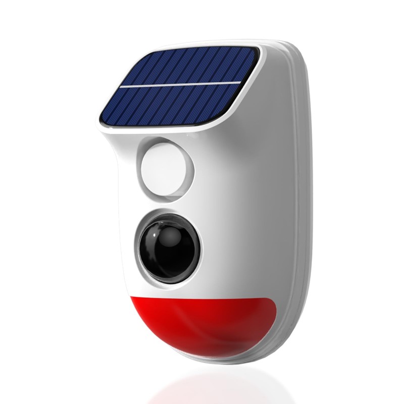 Solar Motion Sensor Alarm – 120dB IP65 Waterproof Security Siren with Strobe …