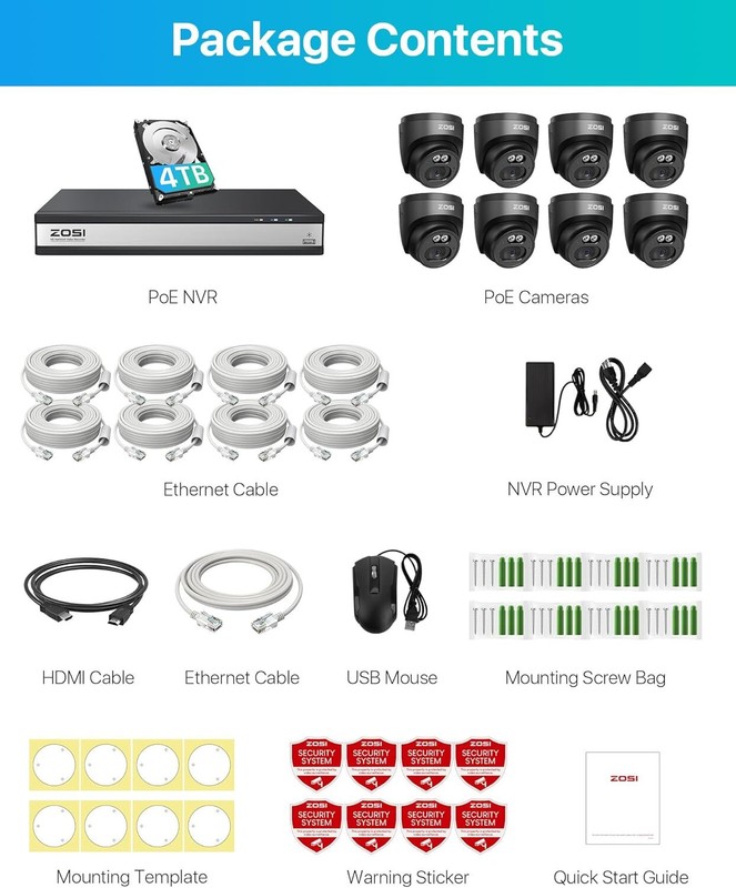 ZOSI C220 16CH 4K PoE Home Security Smart AI Human Detection Camera System 4TB gallery
