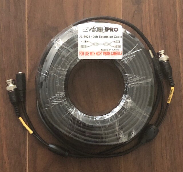 EZWATCH PRO 100 FT EXTENSION CABLE JL-8021 For Night Vision Cameras NOS