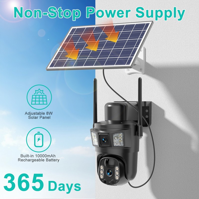 2PCS Solar Battery Powered Wireless Outdoor Home Security WiFi Camera System gallery