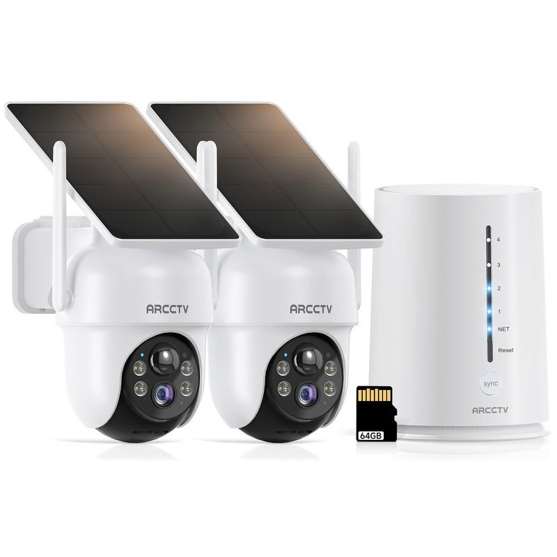 Solar Battery Outdoor Security Camera System Wireless Home WiFi Home 2-Cam Kits