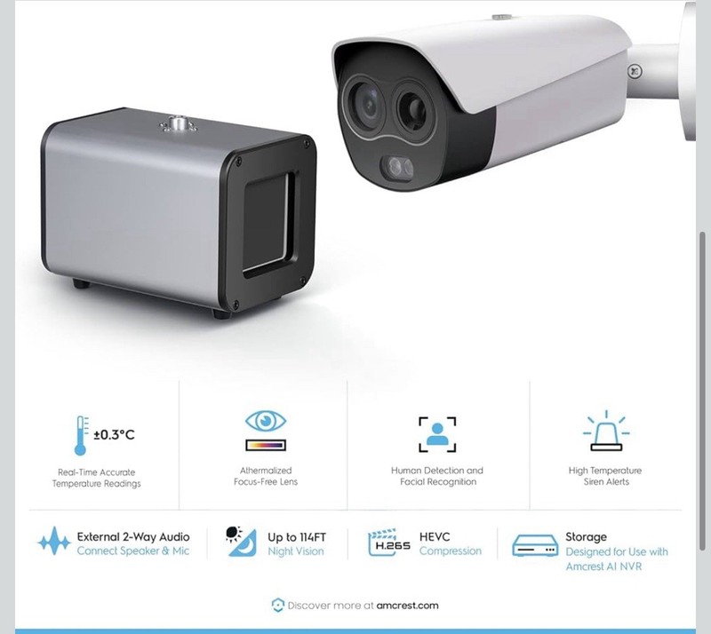 Amcrest Thermal IP Camera AI NVR System, AI Thermal POE Camera With Temp Monitor gallery