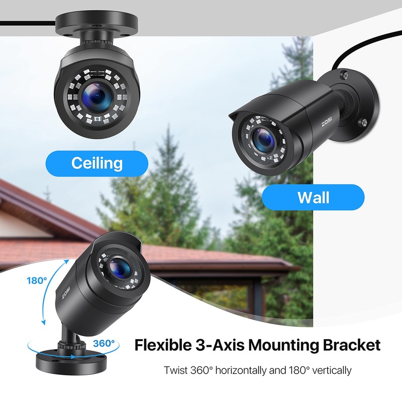 ZOSI 1080P 4 Pack HD TVI Cameras, 80ft Night Vision, Outdoor Indoor Weatherpr... gallery