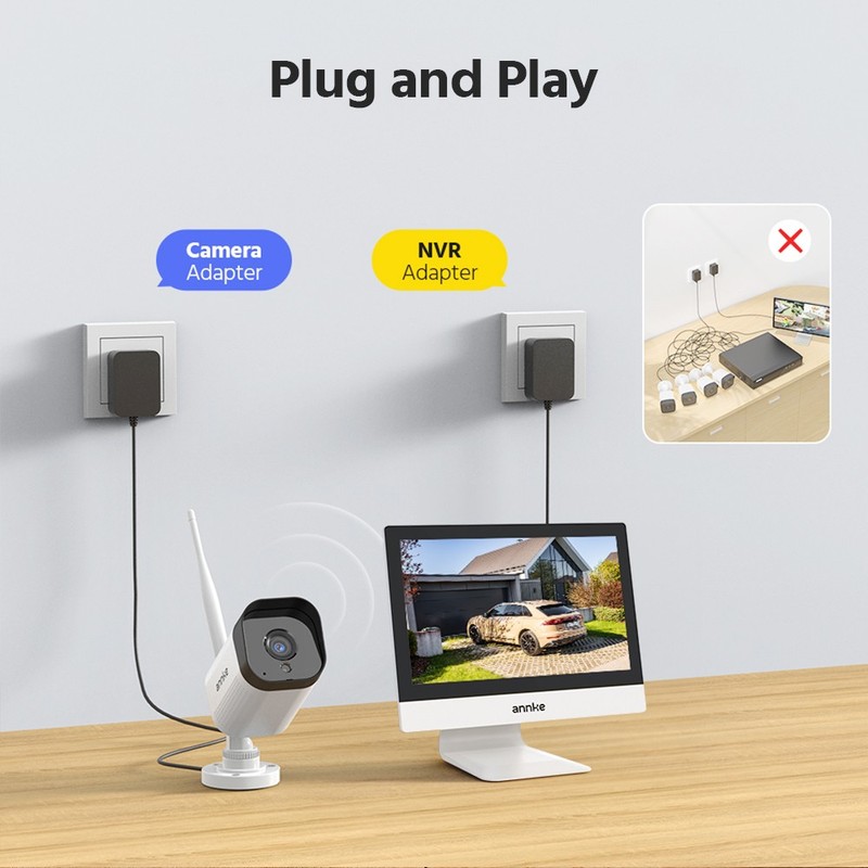 ANNKE Wireless 12” 10CH NVR 5MP Security Camera System 2 Way Audio AI Detection gallery