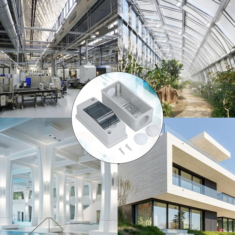 Lwuey 2 Way Breaker Box, Din Rail Box MCB Distribution Protection Gray gallery