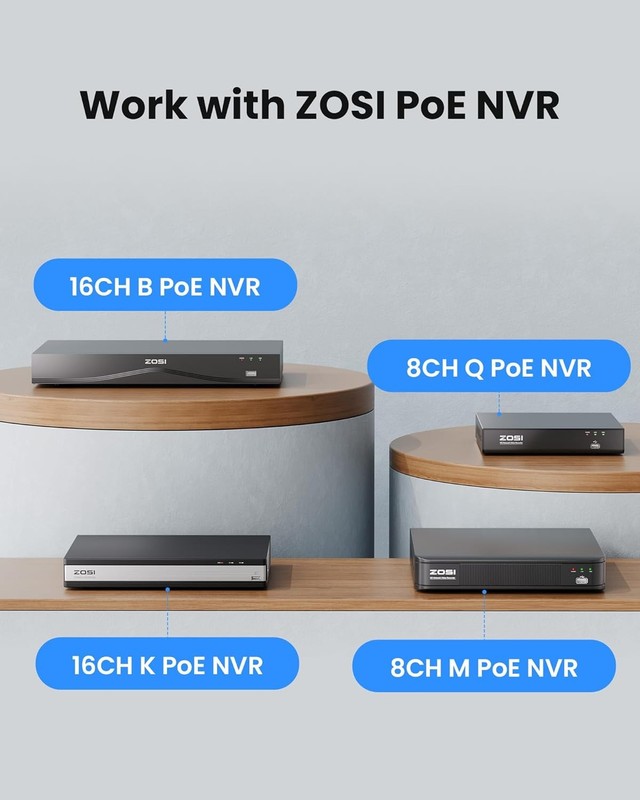 ZOSI 2Pack C220 4K 8MP Add-On PoE IP Camera AI Detect One Audio Night Vision gallery