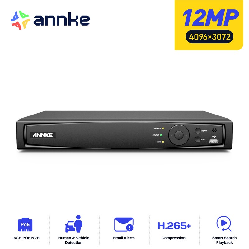 ANNKE 16CH 12MP NVR POE IP Network Video Recorder Surveillance Security System