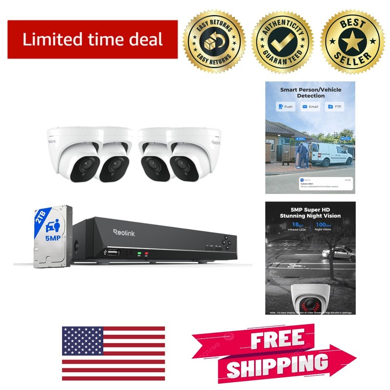 5MP HD Home Security Kit: 8CH Wired Cameras with App Control and Remote Access
