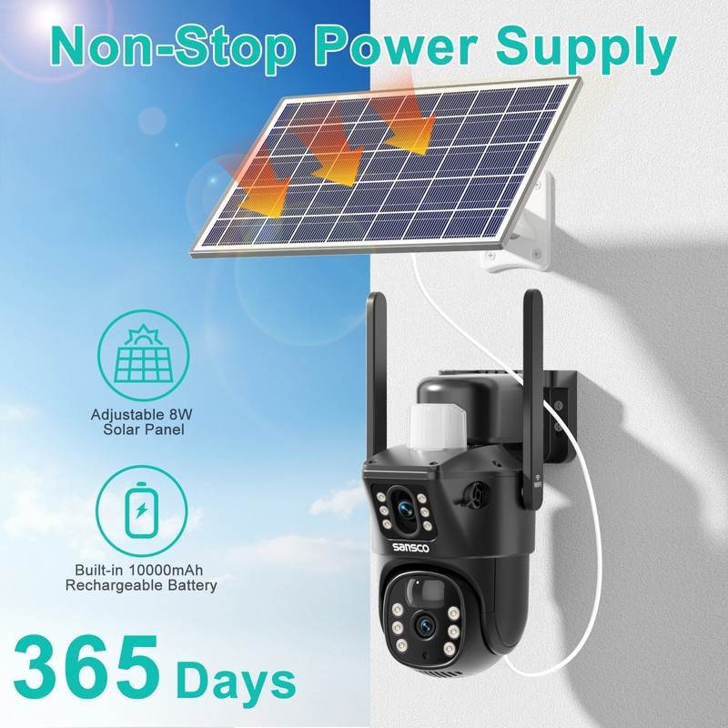 4MP Rechargeable Battery Wifi Security Camera Pan Tilt Argus PT&Solar Panel