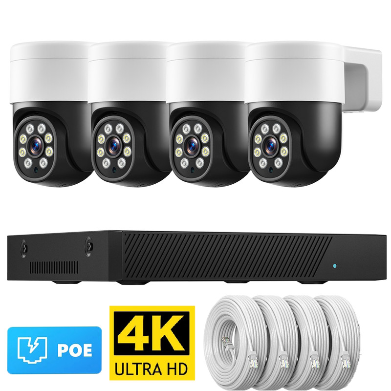 8CH 4K 8MP PTZ Security POE IP Camera System Outdoor Video Surveillance Kit CCTV
