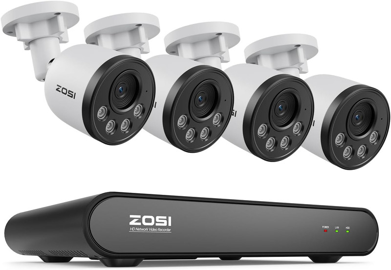 5MP Security Camera System, 4MP Poe Cameras, Night Vision, No Monthly Fee