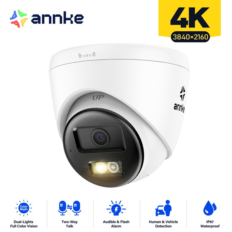 ANNKE HD 4K POE Security IP Camera Two Way Audio Outdoor Color Night Vision IP67