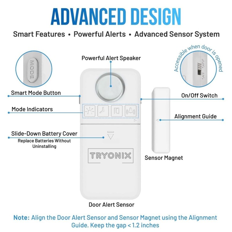 Door Alarms When Opened – 130 dB Loud Door & Window Alarm, 1.2” Wide Gap , In... gallery