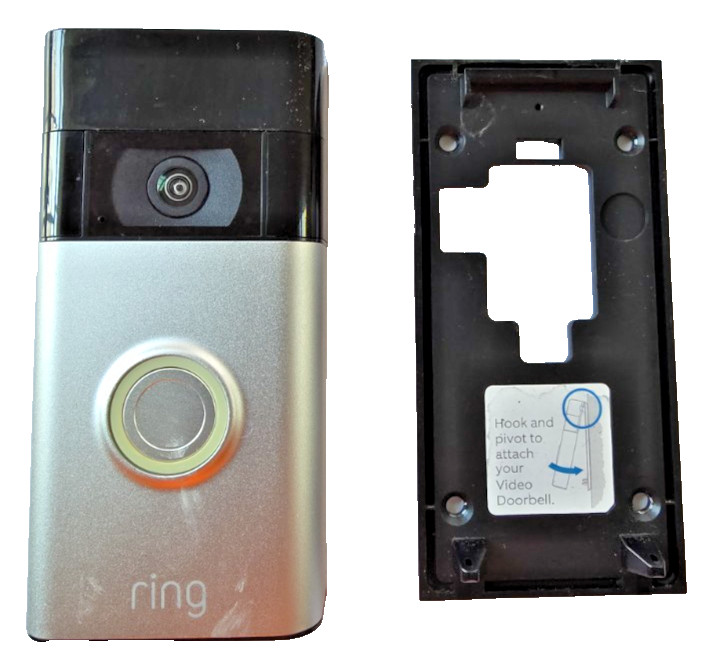 Ring 2nd Gen 5UM5E5 Silver & Black Night Vision 2-Way Talk 1080p Video Door Bell