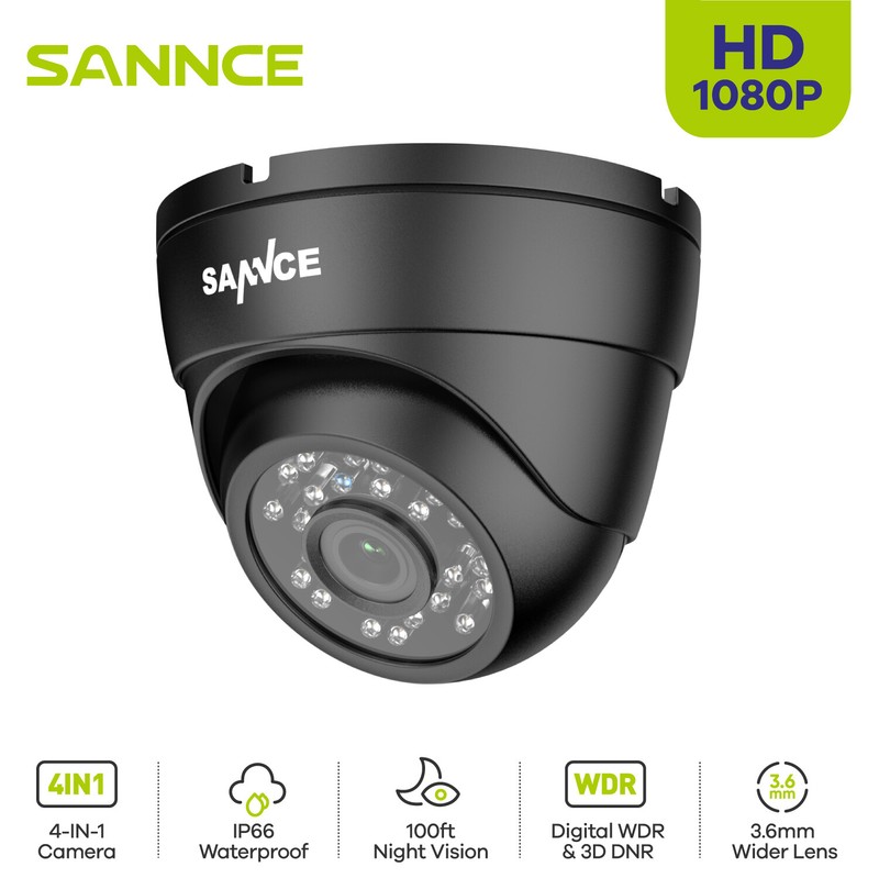 SANNCE 2MP 1080P 4in1 Home Dome Security Camera Night Vision Outdoor CCTV IP66