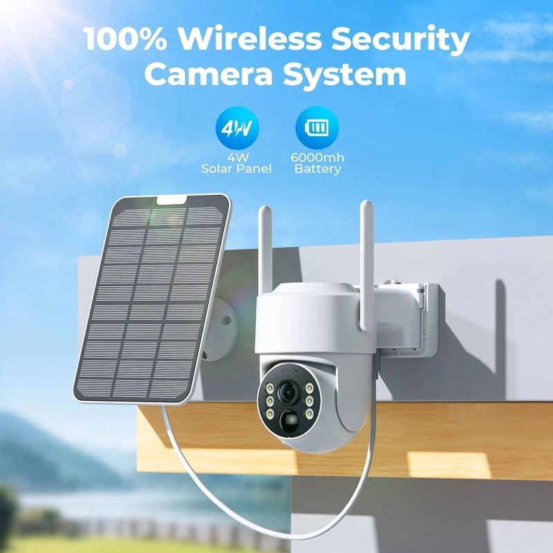 Solar Powered Security Camera Outdoor Wireless System 10CH 10" Monitor Home HDD gallery