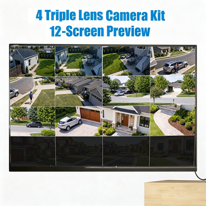 Wireless Security System 4 Cam 3K Outdoor Auto Tracking Triple Lens Night Vision gallery