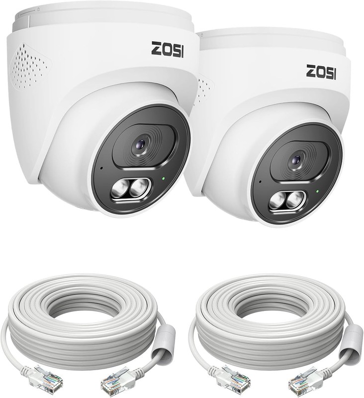 ZOSI 2Pack C220 4K 8MP Add-On PoE IP Camera AI Detect One Audio Night Vision