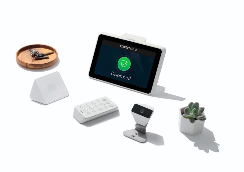 xfinity home security system sensor, camera, touch screen, keypad.
