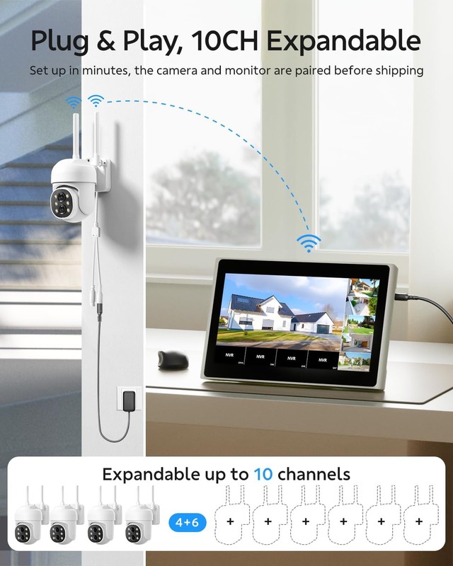 Wireless Security Camera System Outdoor Audio mit WiFi 10CH 10'' Monitor NVR HDD gallery