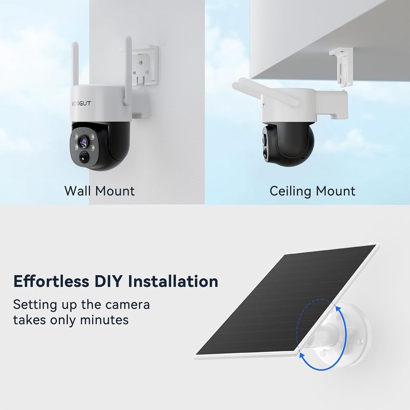 (YGL) Solar Wireless Security Camera System 2.5K PTZ 2 Cameras 10” Monitor NVR gallery