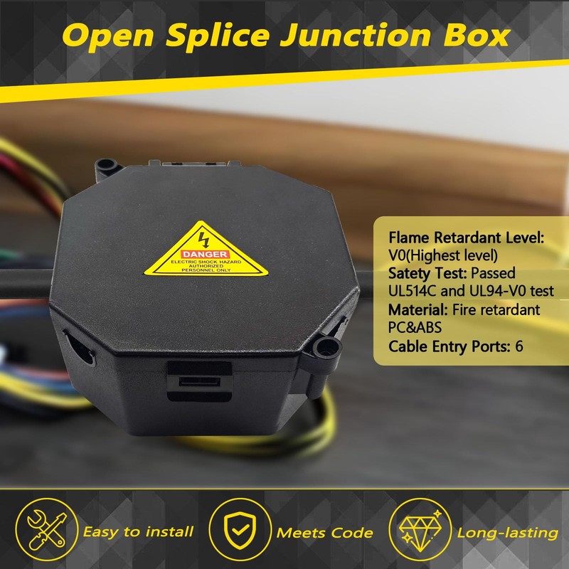 MIARALA Black Open Splice Junction Box (6 Pack), 6 pack, gallery