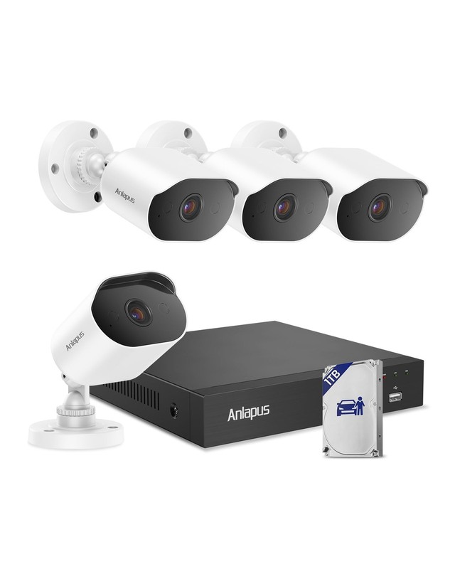 4K Security Camera System, AI Human Vehicle Detection, 4pcs 8MP Wired Indoor …