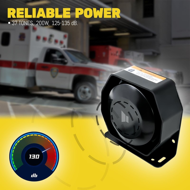 200W 12V 37 Tone Emergency Siren PA System, Slim Speaker Horn with Handheld R... gallery
