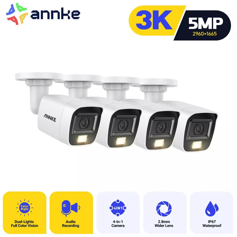 ANNKE HD 3K 5MP 4in1 Security Camera Outdoor Color Night Vision Audio Recording