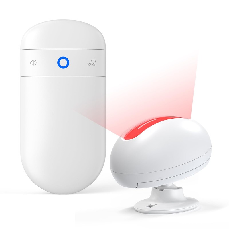 Wireless Motion Sensor Doorbell -Indoor 1 Receiver 1 Sensor, White