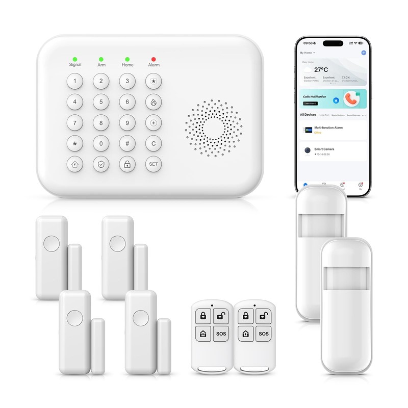 Home Security Alarm System WiFi GSM 4G, Door Sensors & Motion Detectors, No Fees gallery