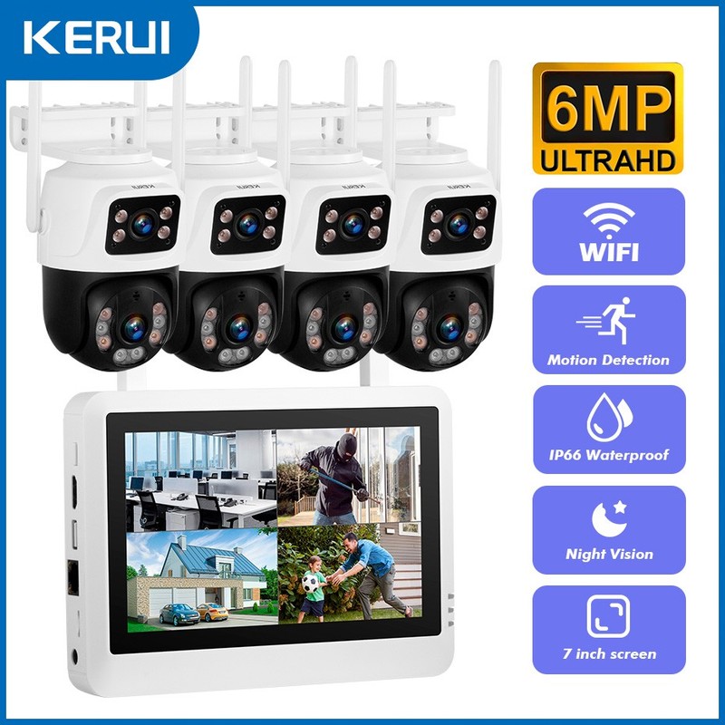 KERUI 6MP Wireless Wifi Security Camera System Outdoor 8CH NVR 7” LCD Monitor