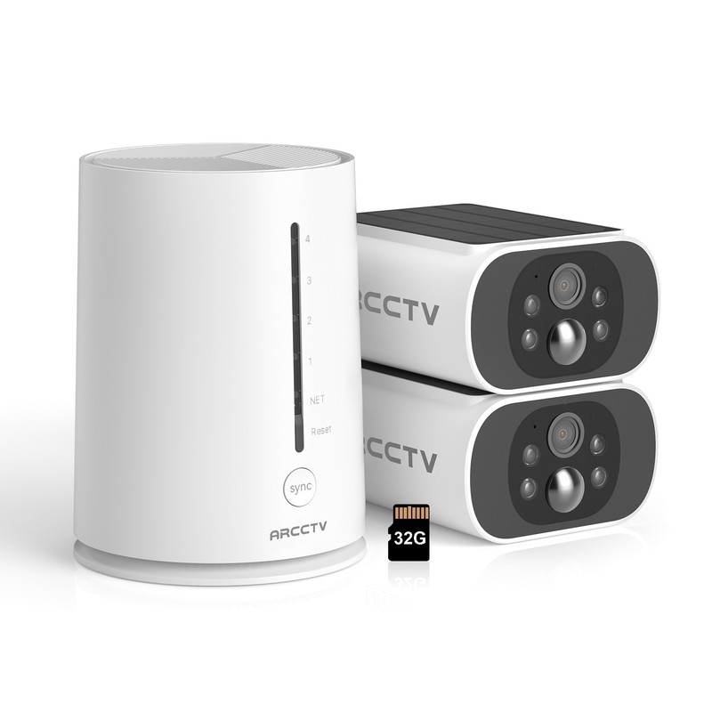 Solar Powered Home Security Camera System WiFi 2K Color Night Vision 2-Way Audio