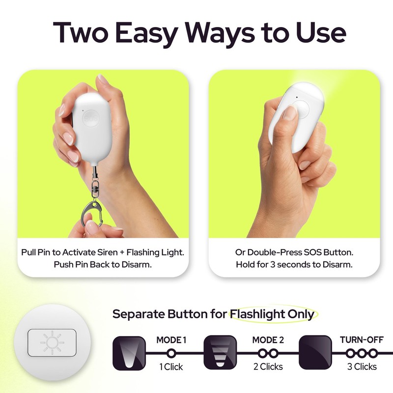 Rechargeable Personal Alarm Keychain - 130dB Siren & LED Light - 2 Pack Perso... gallery