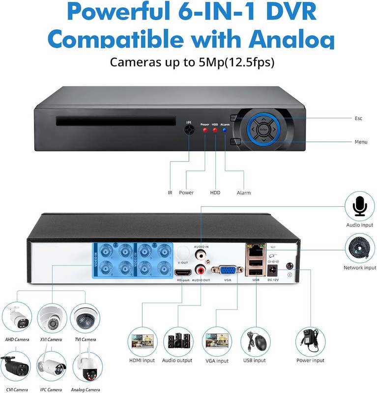 H.265+ Security DVR 8 Channel 1080p Recorder +500GB for CCTV Surveillance Camera gallery