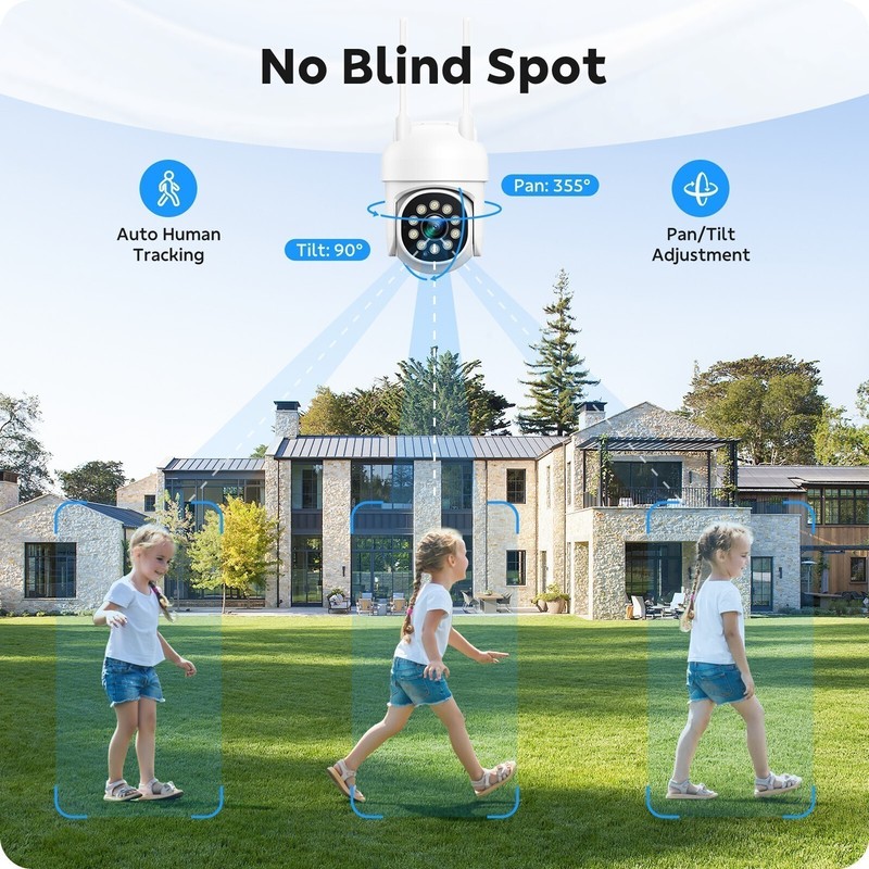 8Pcs PTZ Cameras Wireless CCTV Security Camera System WiFi 16CH 4K NVR Audio US gallery