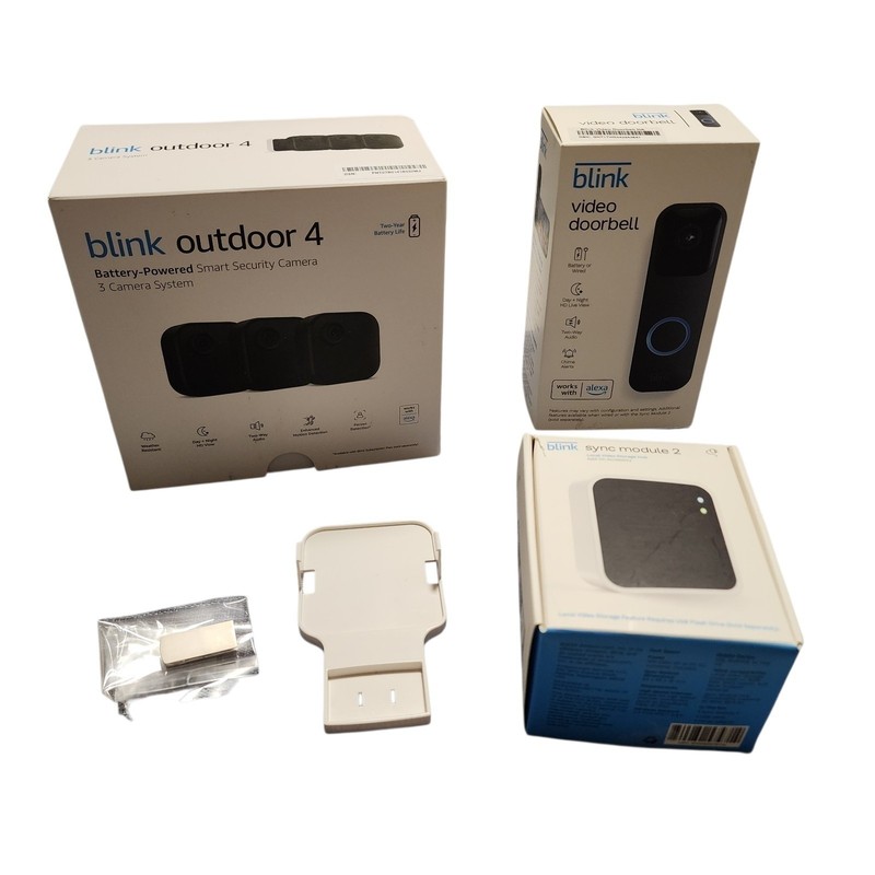 Blink Outdoor 4 Security Camera 3-Pack Doorbell Sync Module Black Home Security